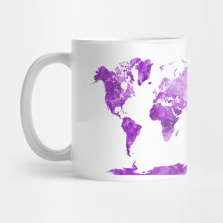 World Map in Watercolor Purple Mug